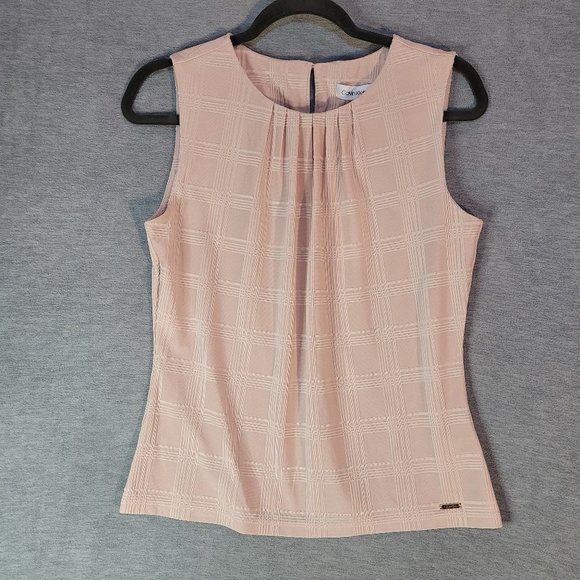 Calvin Klein Jeans Tops - Calvin Klein Womens Top SZ Small Blouse Sleeveless Pleated Neutral Blush